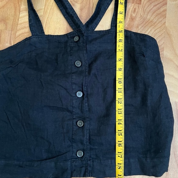 Alex Mill Black Linen Button Front Tank Top w Adjustable Straps - Picture 3 of 8